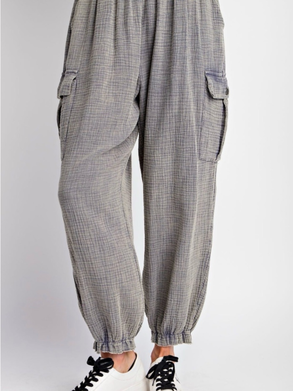 Easel Relaxed gauze Cargo Jogger Pants…Color faded denim